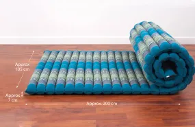 Day bed Roll Out Mattress XL Large Foldout Mat relaxation, day bed, camping or Yoga Matt Natural Kapok Filled_ 105 x 200 cm BLUE