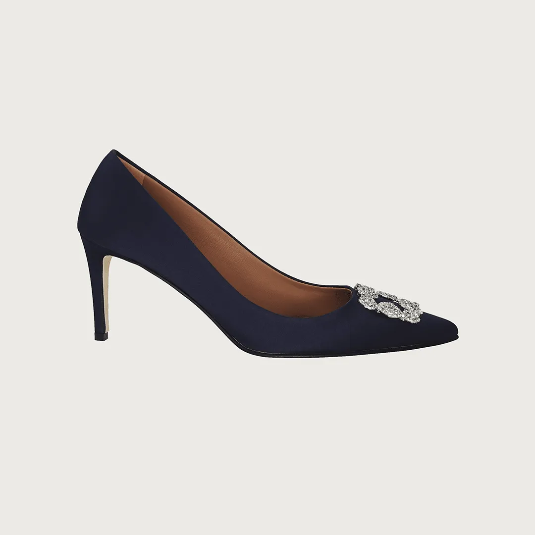 Diane Navy Satin Jewel