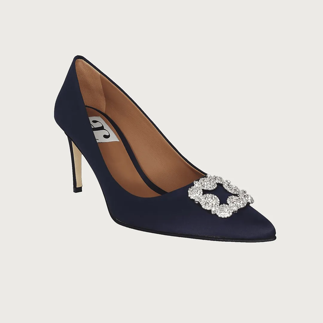 Diane Navy Satin Jewel