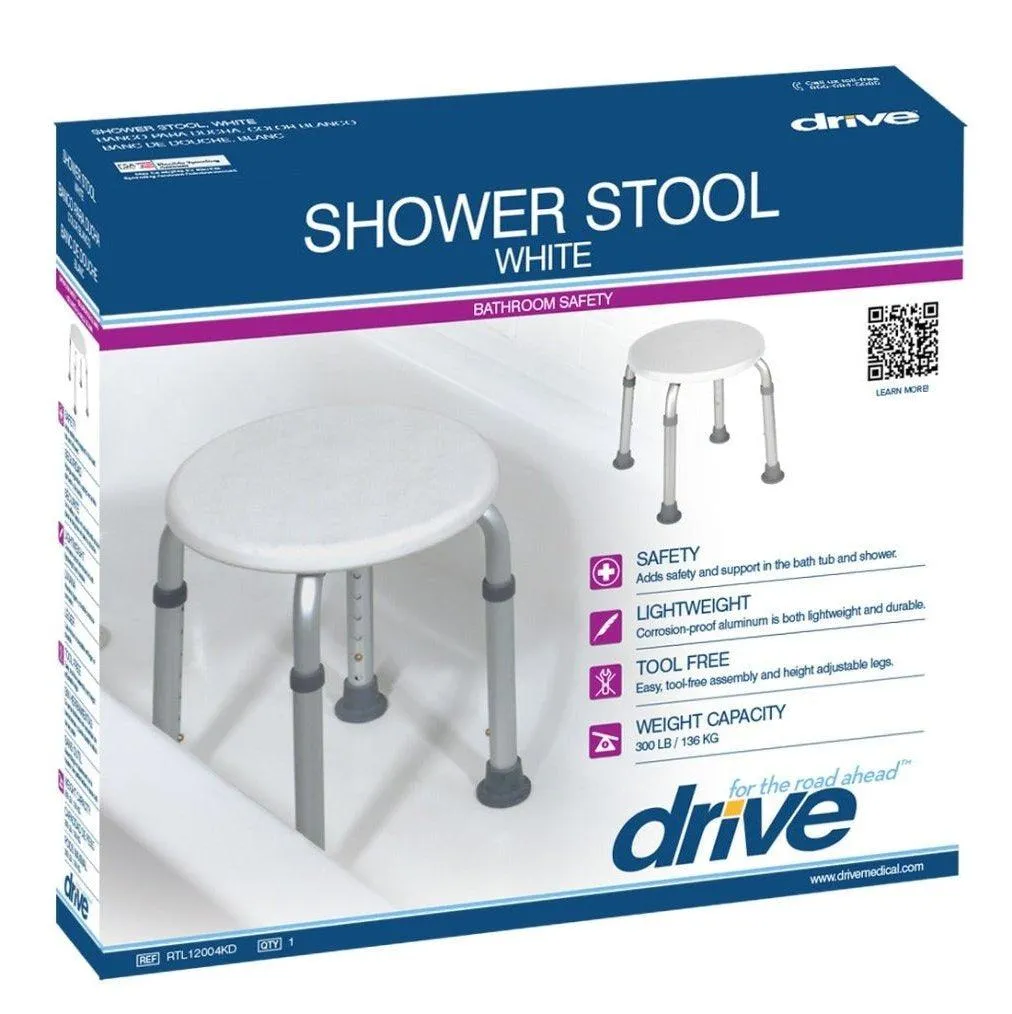 Drive Medical Adjustable Height Bath Stool - White