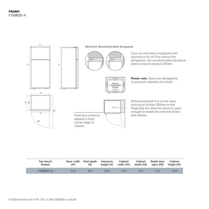 Electrolux ETB 2802J-A 2 Doors Fridge Inverter Taste Seal G275L