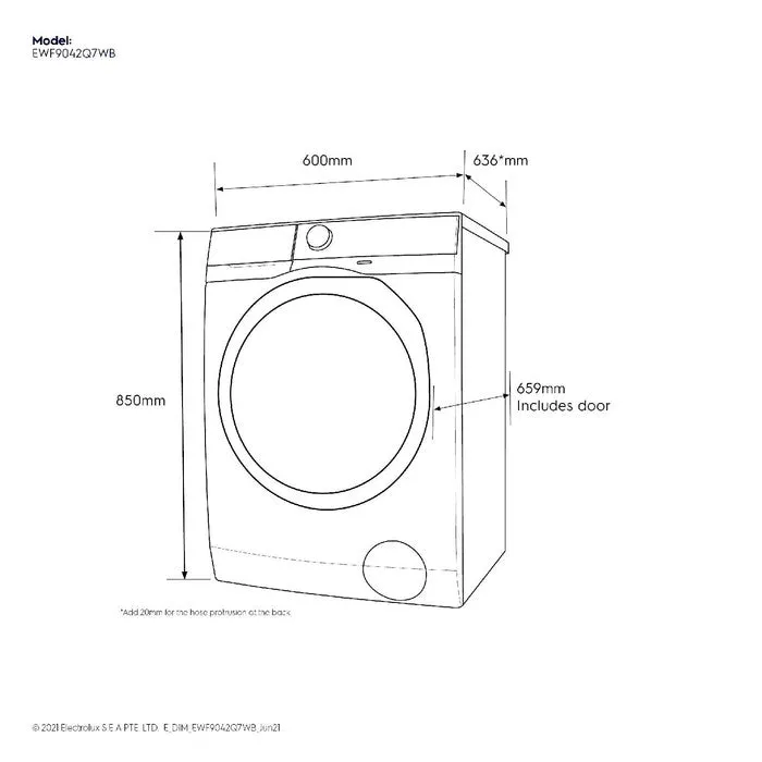 Electrolux EWF9042Q7WB Front Load Washer Eco Inverter 9.0kg