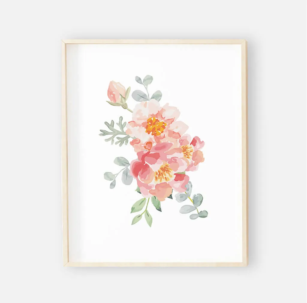 Ella's Dusty Rose Floral Digital Nursery Art Bundle