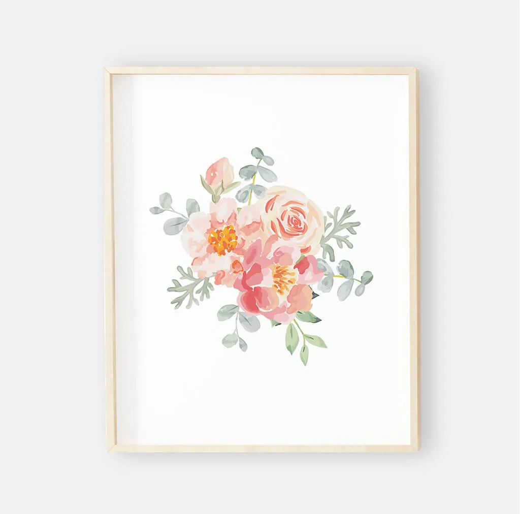 Ella's Dusty Rose Floral Digital Nursery Art Bundle