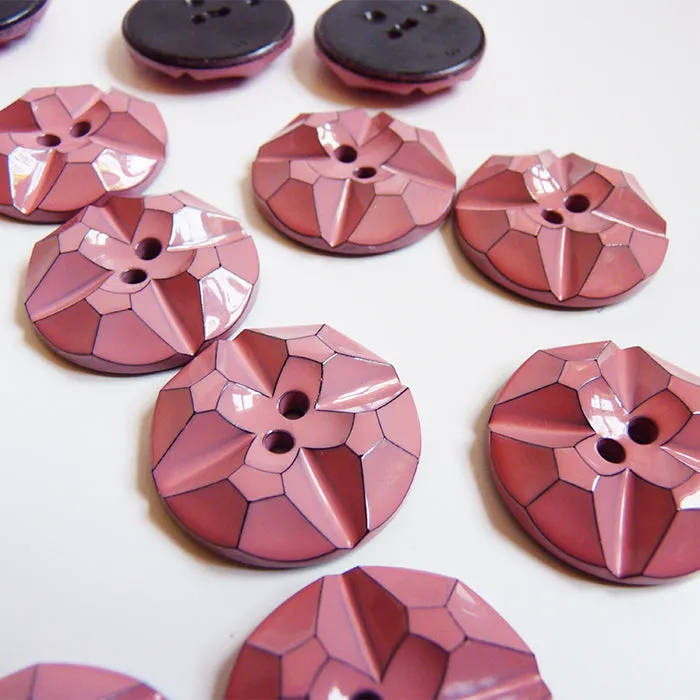 Faceted Plastic Button - Pink