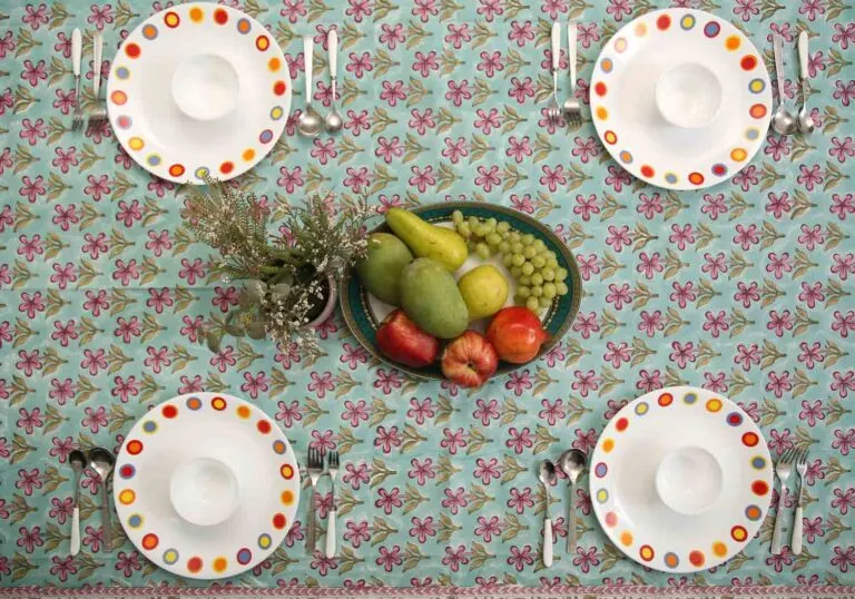 Fancy Vine Hand Block Print Cotton Table Cover