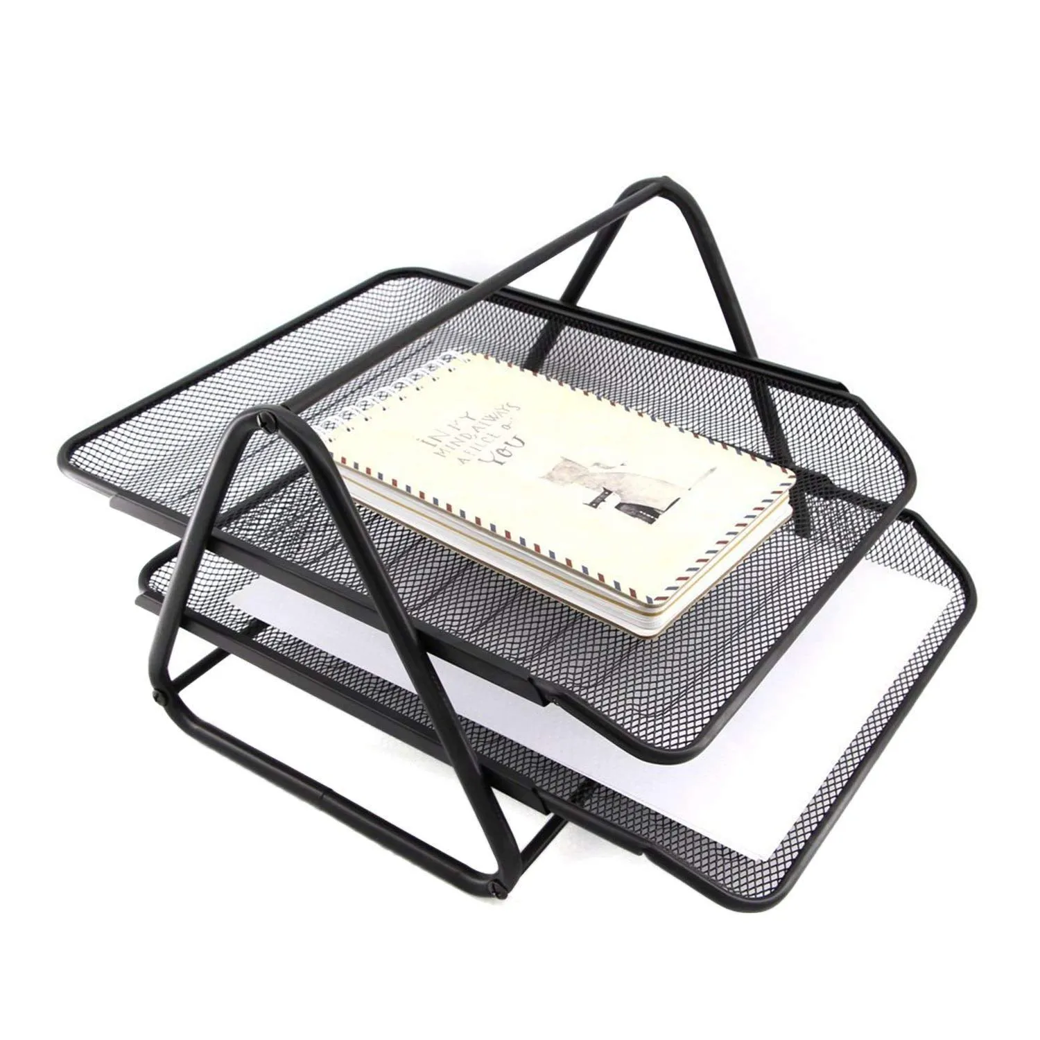 File organizer for office table desktop mesh metal desk organiser