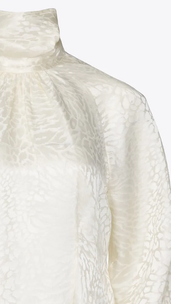 Foldover Mock Neck Blouse - Off White