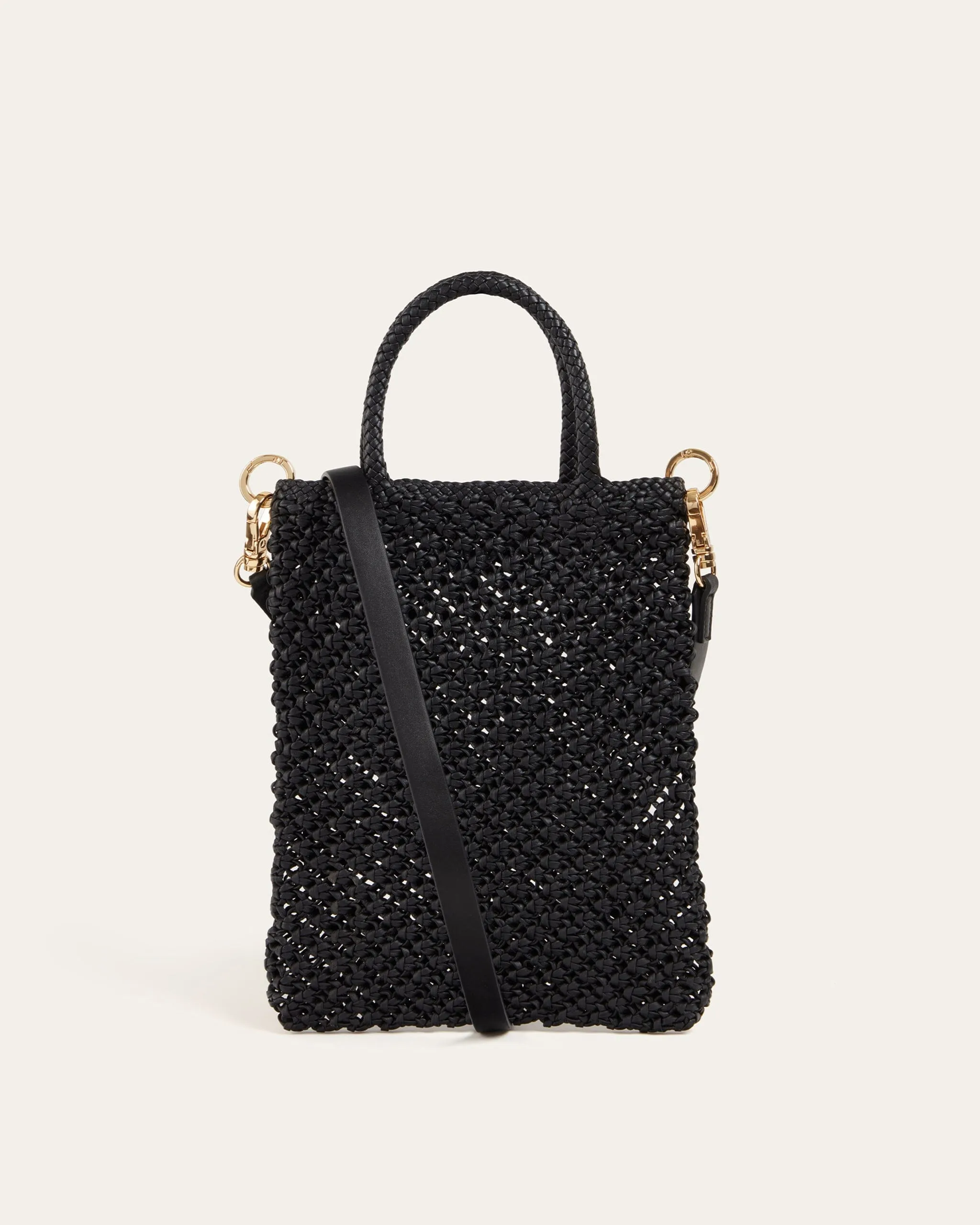 Gio Small Tote, Black Weave