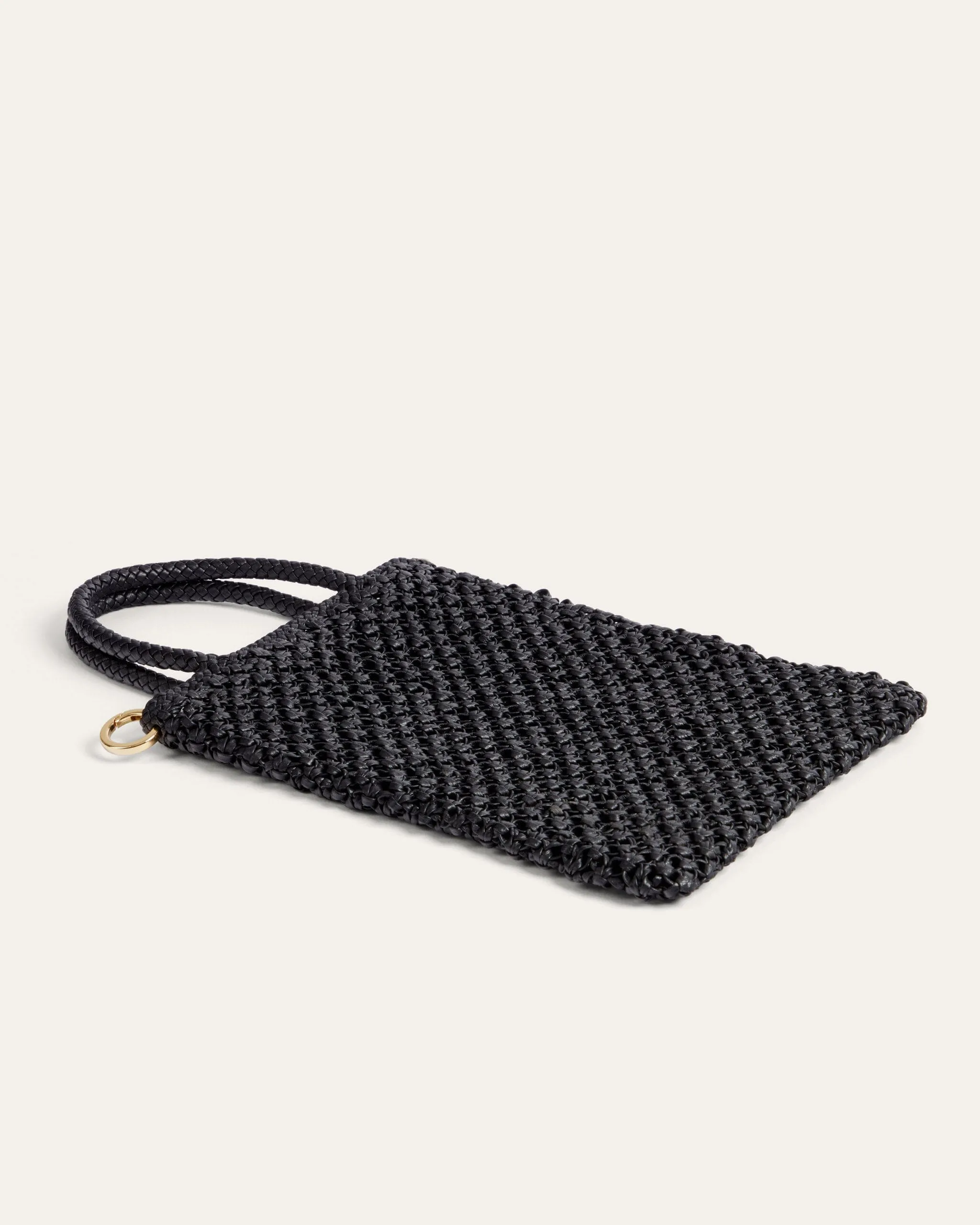 Gio Small Tote, Black Weave