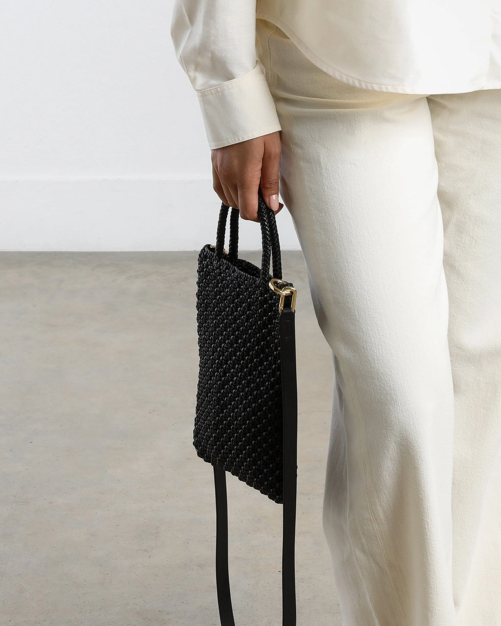 Gio Small Tote, Black Weave