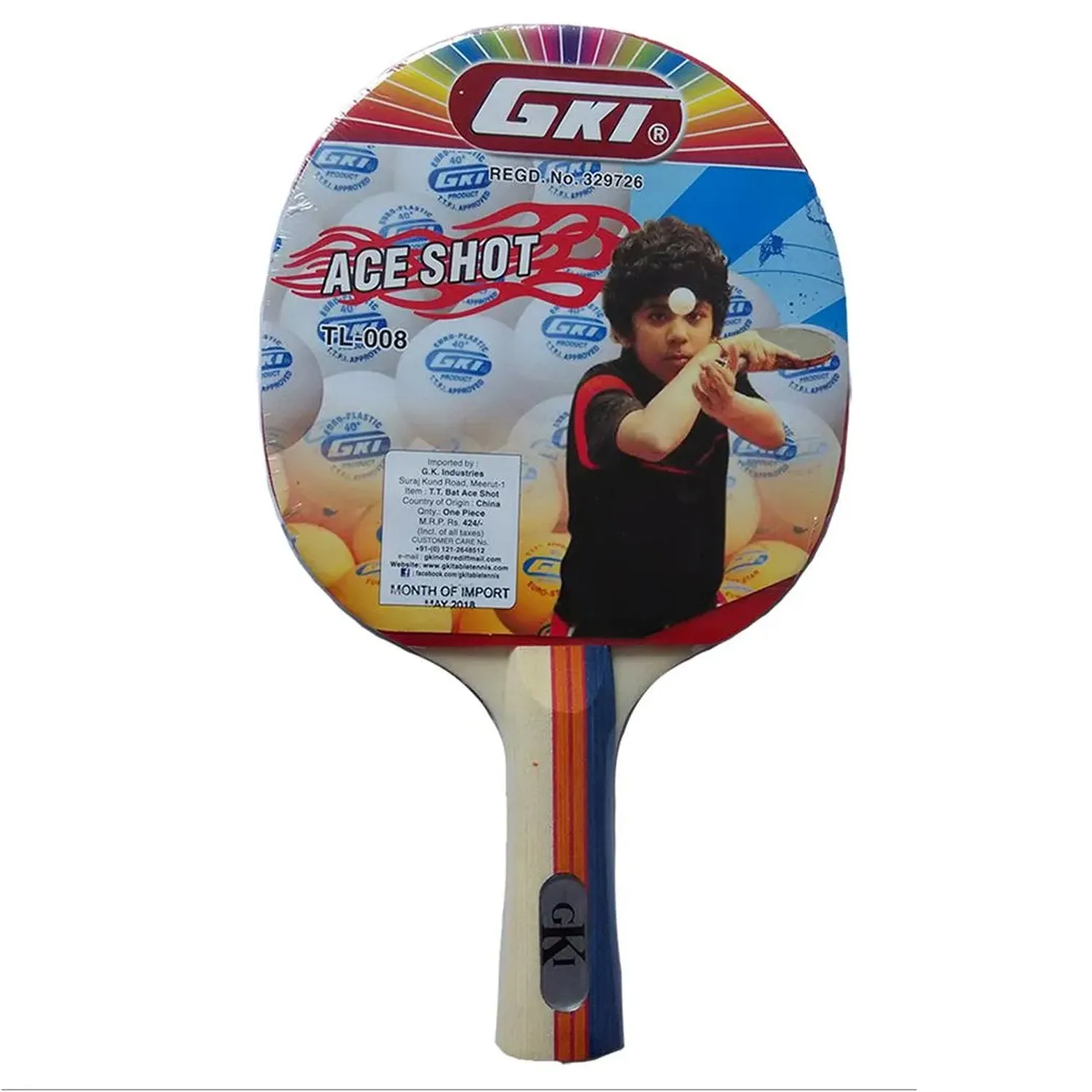 GKI Ace Shot Table Tennis Racquet with Cover