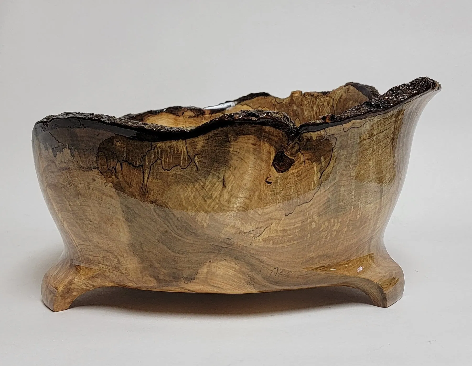 Hand Turned - Live Edge - Maple Bowl #2050