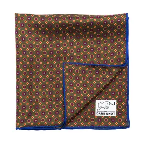 Hartland Abstract Silk Pocket Square, Olive Green / Navy / Red