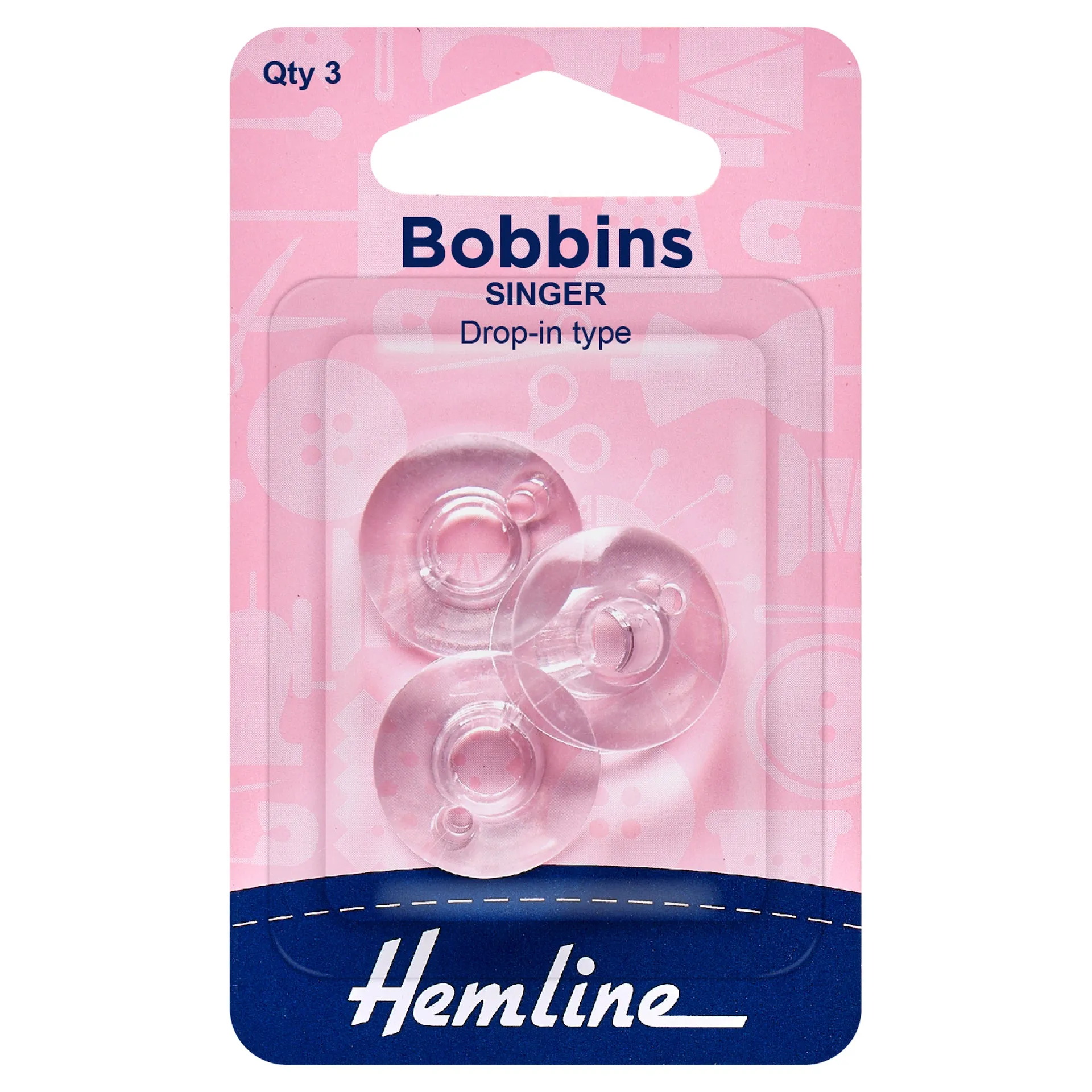 Hemline Plastic Bobbin: Singer, Class 66k