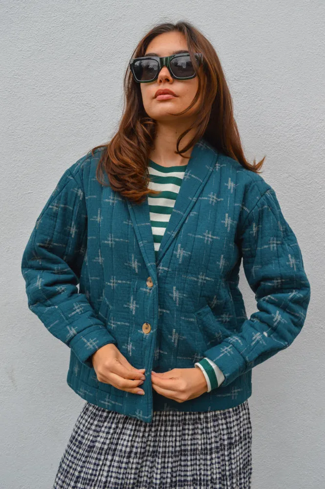 Indi & Cold Jacquard Kimono Petrol Jacket