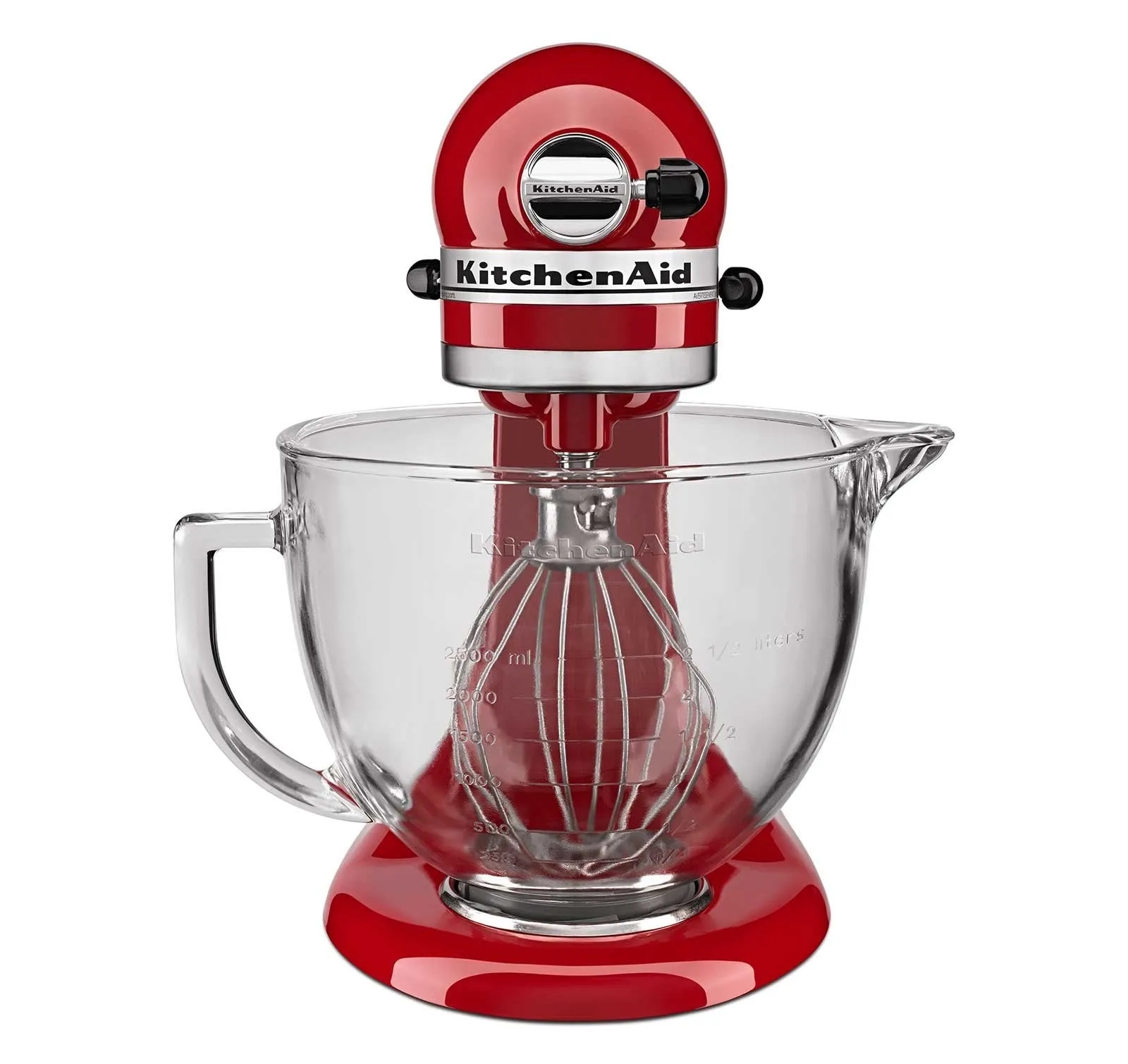 KitchenAid KSM105GBCER 5-Qt. Tilt-Head Stand Mixer with Glass Bowl and Flex Edge Beater - Empire Red