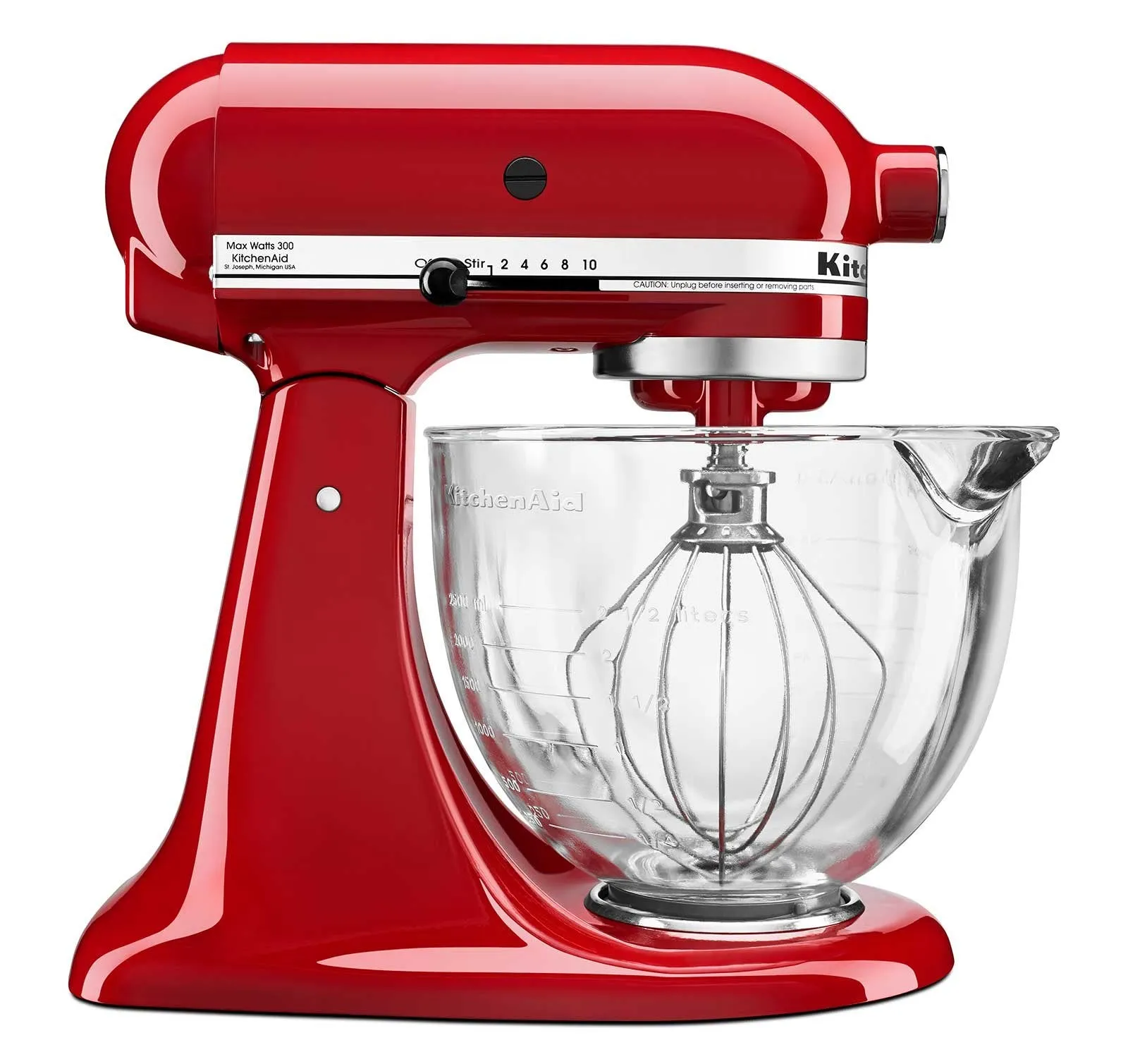 KitchenAid KSM105GBCER 5-Qt. Tilt-Head Stand Mixer with Glass Bowl and Flex Edge Beater - Empire Red