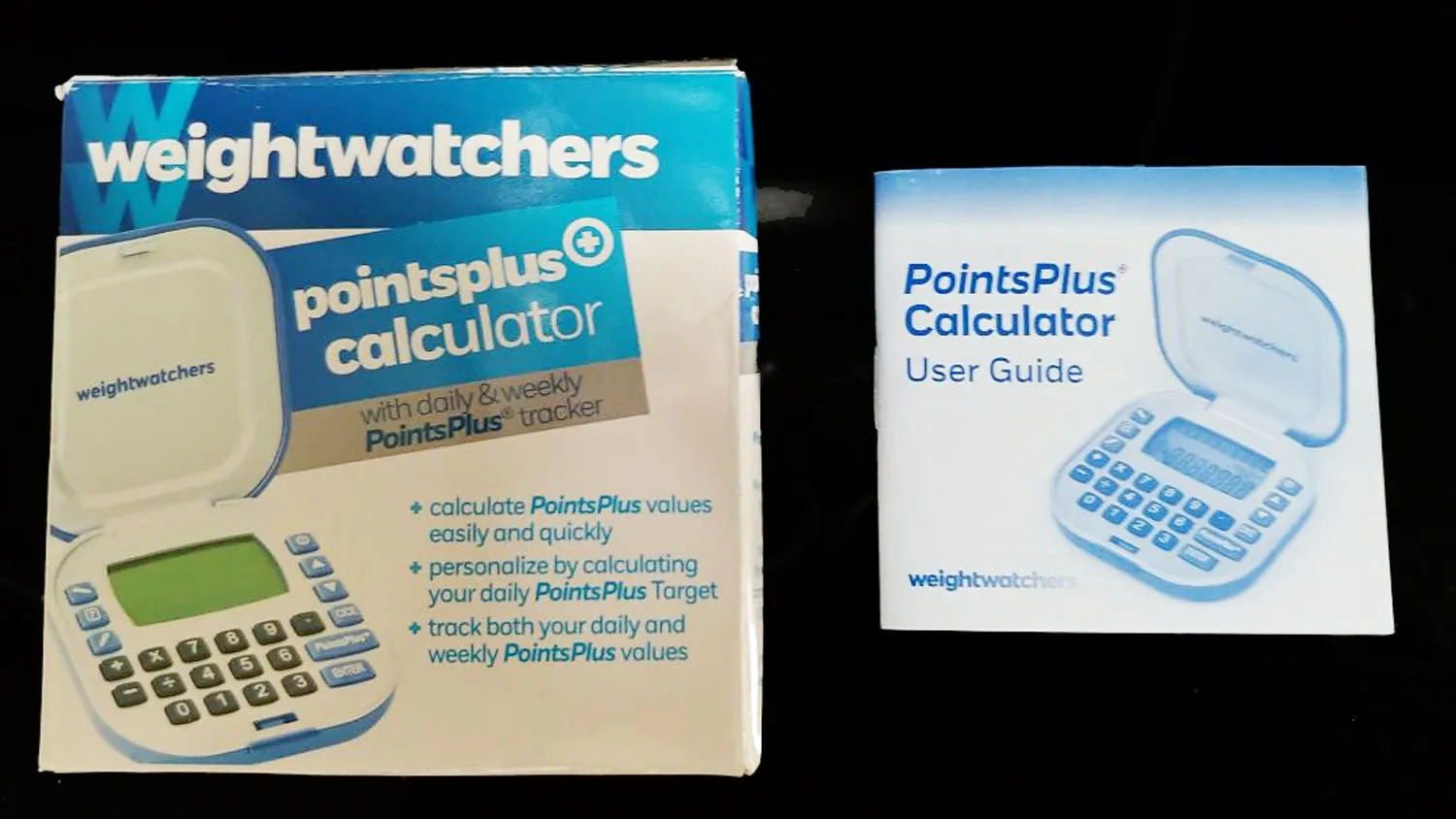 NEW WEIGHT WATCHERS POINTSPLUS CALCULATOR NEW IN BOX WITH GORGEOUS KALEIDOSCOPE SKIN PLUS "EAT OUT" & "SHOP" BOOKS