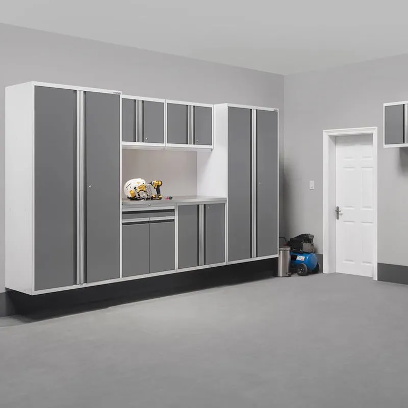 NEWAGE | Pro Series 7 Piece Cabinet Set with Base, Wall, Tool Drawer Cabinet, Lockers and 56 in. Worktop