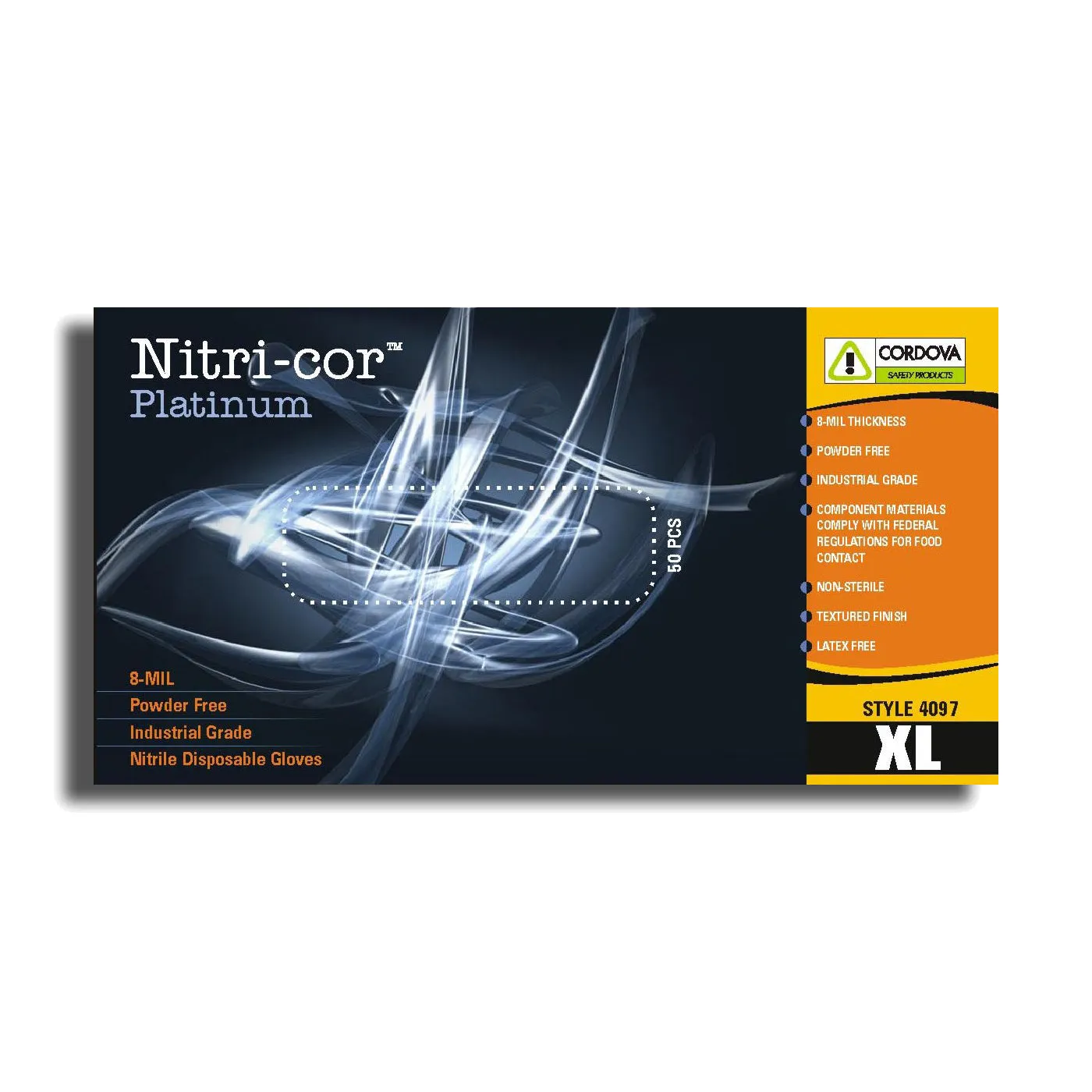 Nitri-Cor Platinum Blue Nitrile (8 mil) | Case of 1000