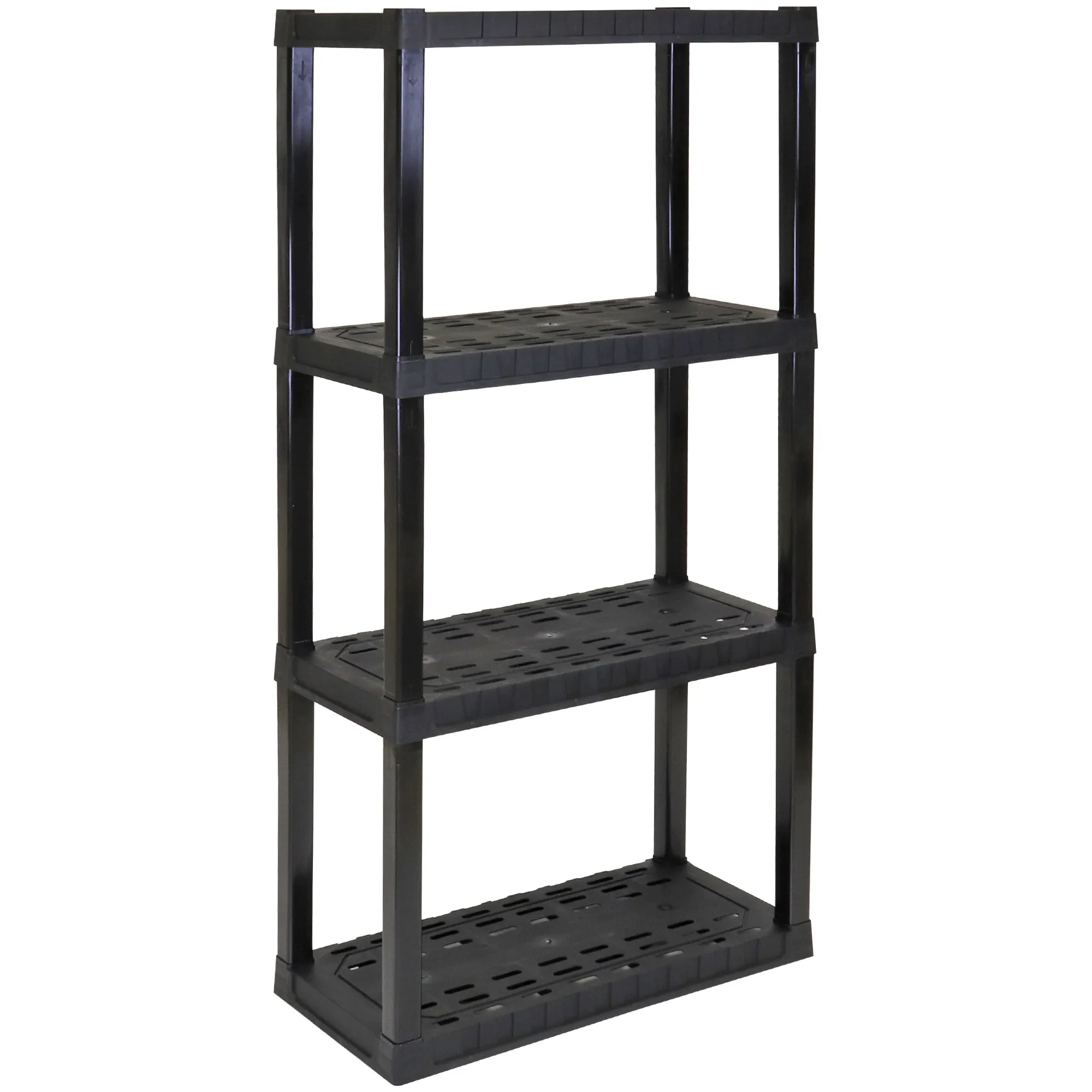 Oskar 4-Tier Storage Shelf, Holds 400 lbs (180 kg), W30 x D14 x H56, Multipurpose Organizer for Garage, Basement, Utility Shed, Workshop, Tool-Free Assembly, Made in North America, Black