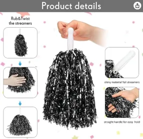 Pom Poms Metallic Foil Cheer Pom Poms with Plastic Handle 1pk