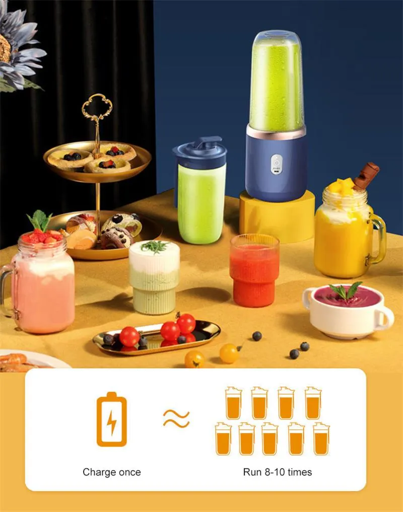 Portable Electric Juicer 6 Blades - Automatic Smoothie Blender