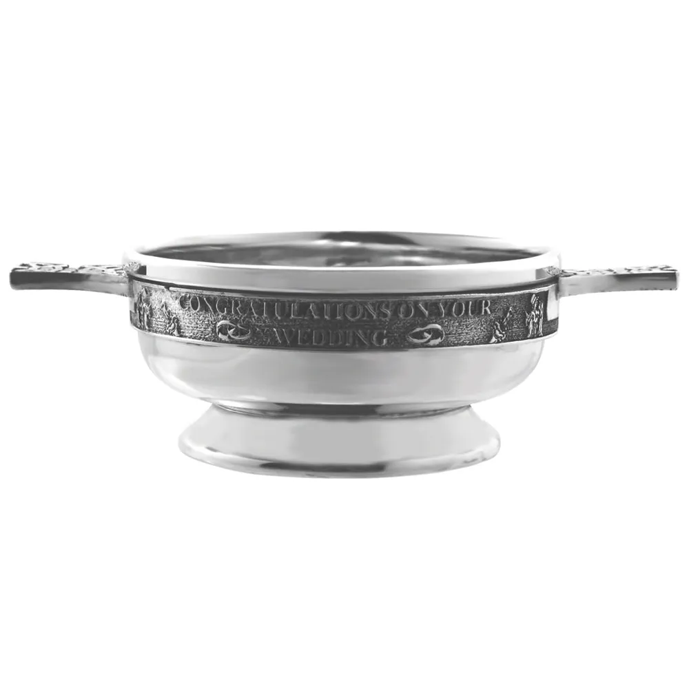 "Congratulations On Your Wedding" Pewter Quaich Bowl