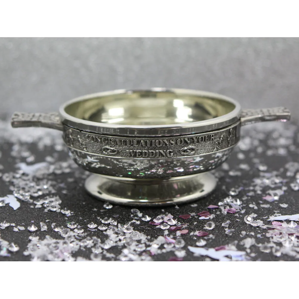 "Congratulations On Your Wedding" Pewter Quaich Bowl