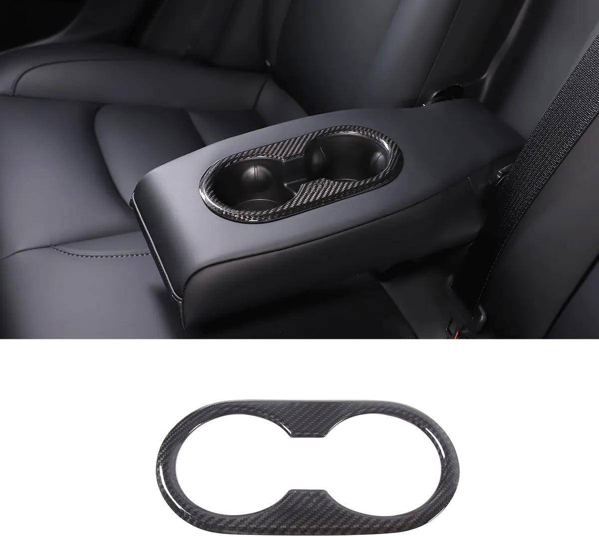 Rear Seat Water Cup Holder Trim Interior Accessories for Tesla Model 3 / Y