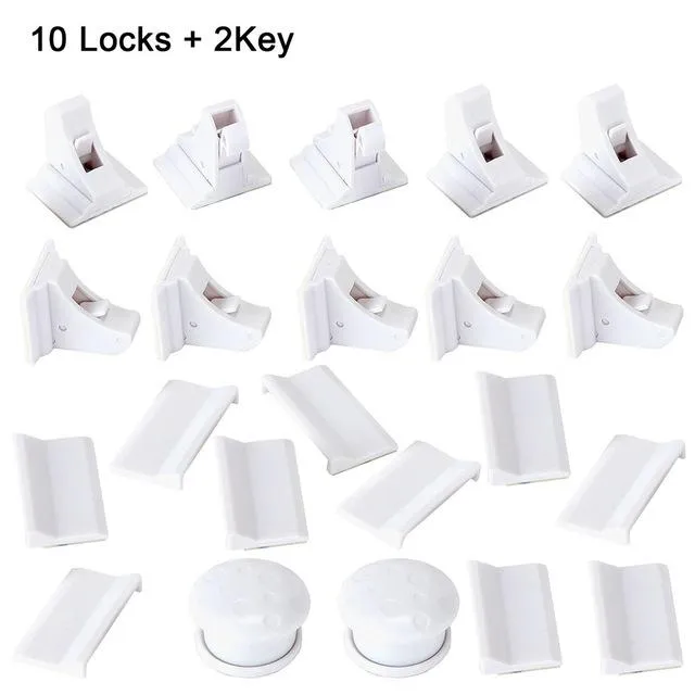 Safety Magnetic Cabinet Locks (4 locks   1 key)