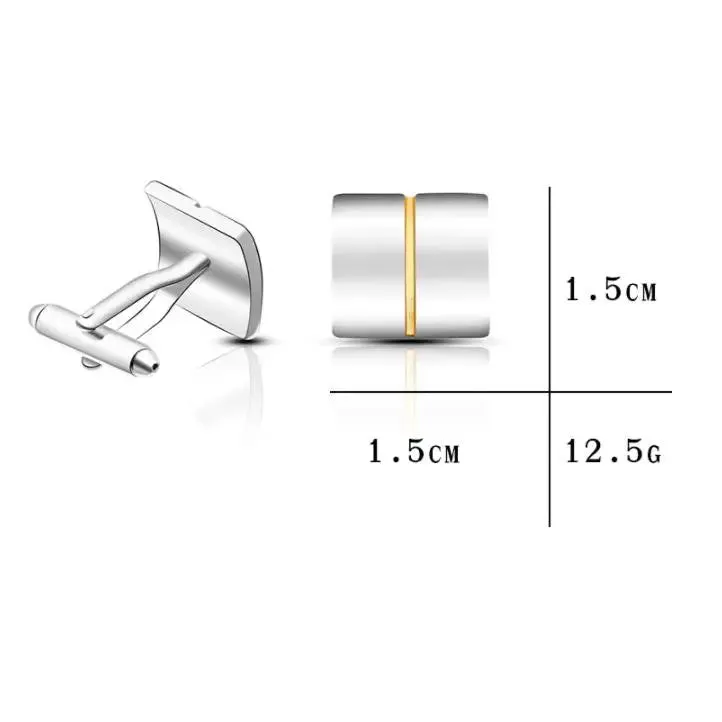 Silver Divided Yellow Gold Square  Cufflinks