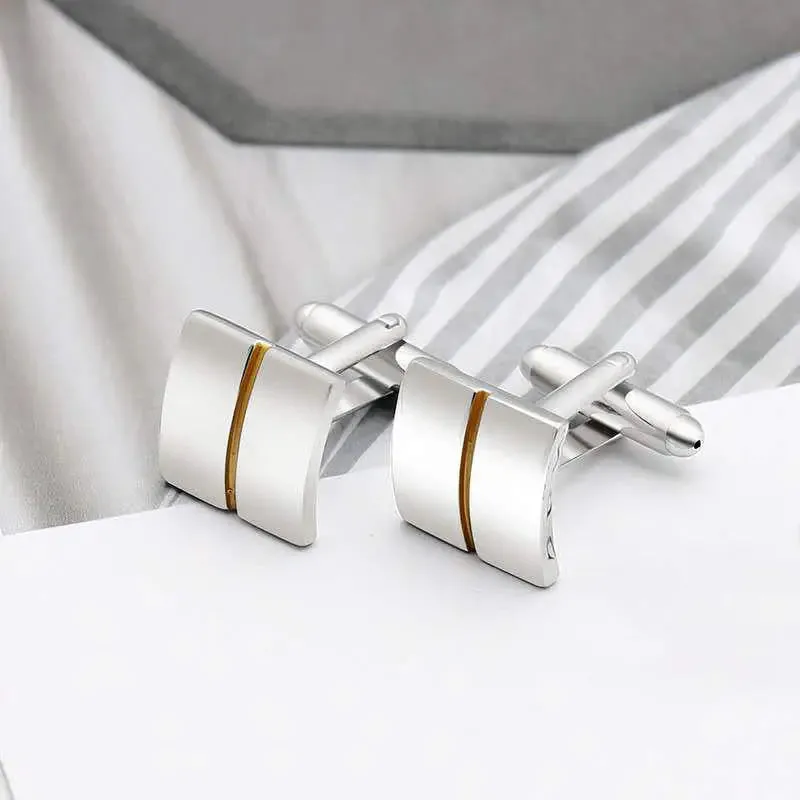 Silver Divided Yellow Gold Square  Cufflinks