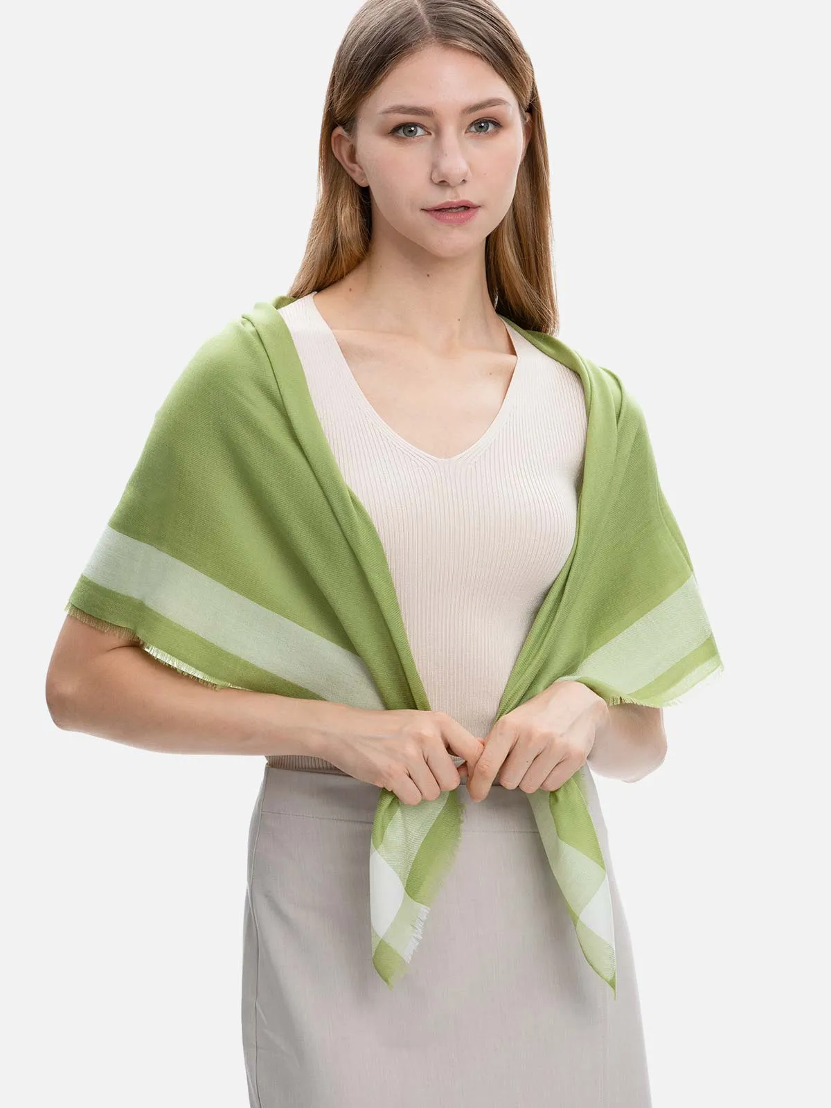 Square - Featherlight Olive Cashmere Scarf