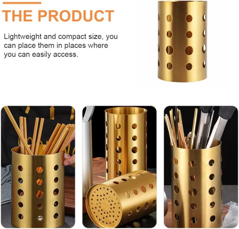 Stainless Steel Golden Cutlery Holder