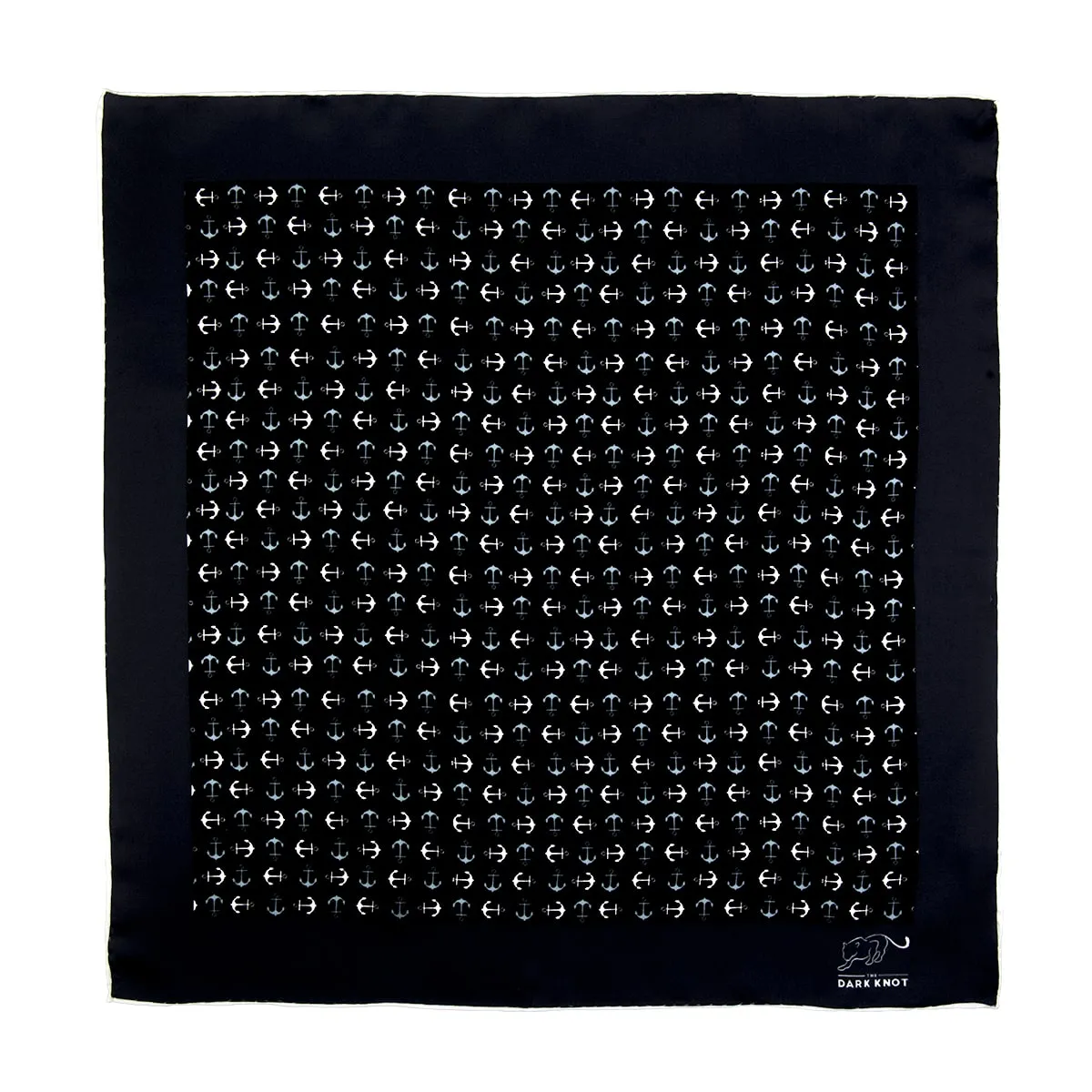 Stony Creek Anchor Silk Pocket Square, Black / White / Grey