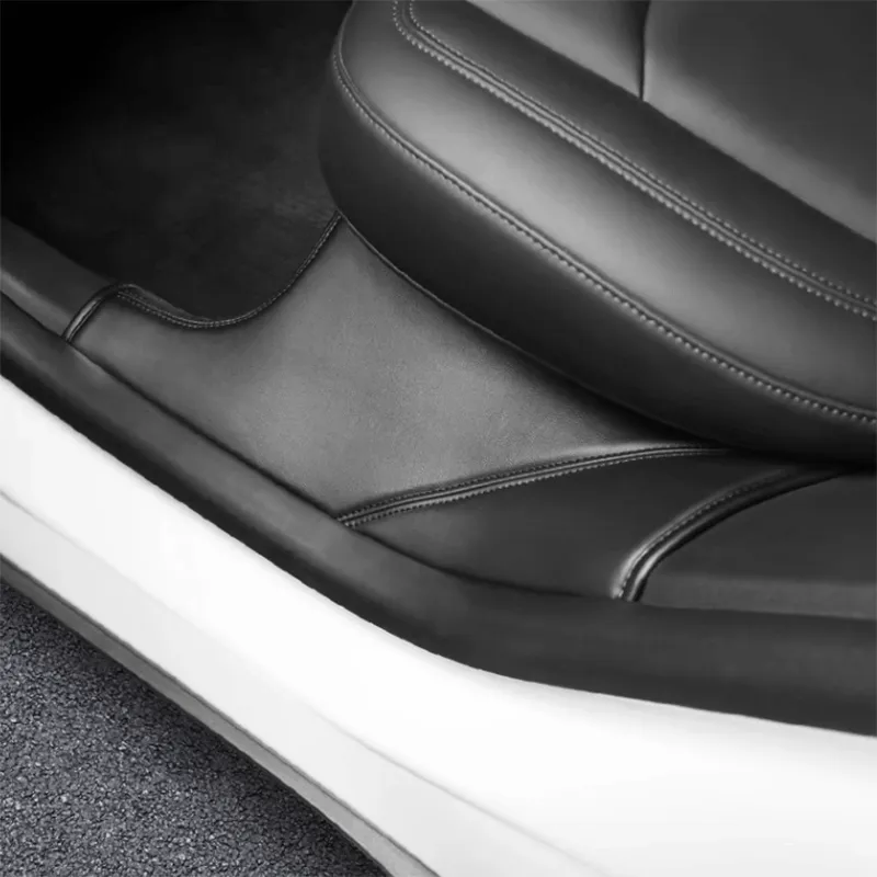 TAPTES® Leather Door Sill Protector Mat for Tesla Model Y 2020 2021 2022 2023 2024, Set of 2