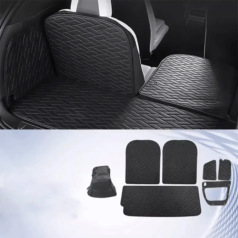 TAPTES® Leather Rear Trunk Mat for Model X 2016-2023, Premium Cargo Mat & Seat Back Protector