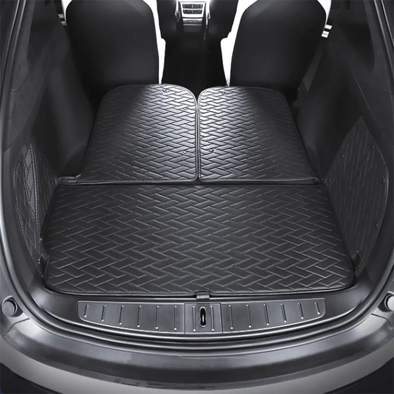 TAPTES® Leather Rear Trunk Mat for Model X 2016-2023, Premium Cargo Mat & Seat Back Protector