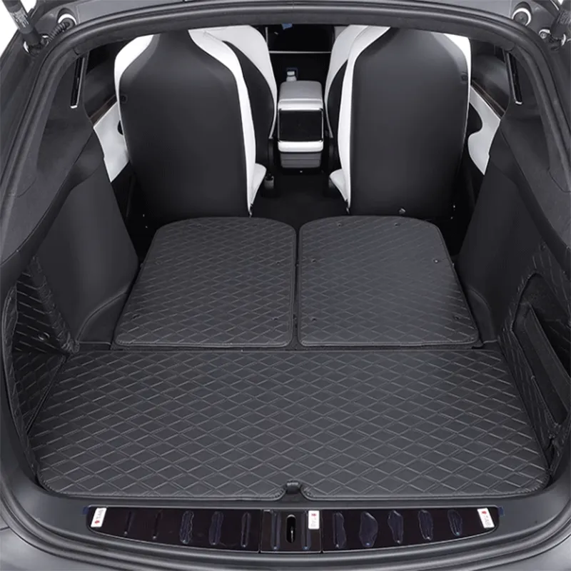 TAPTES® Leather Rear Trunk Mat for Model X 2016-2023, Premium Cargo Mat & Seat Back Protector