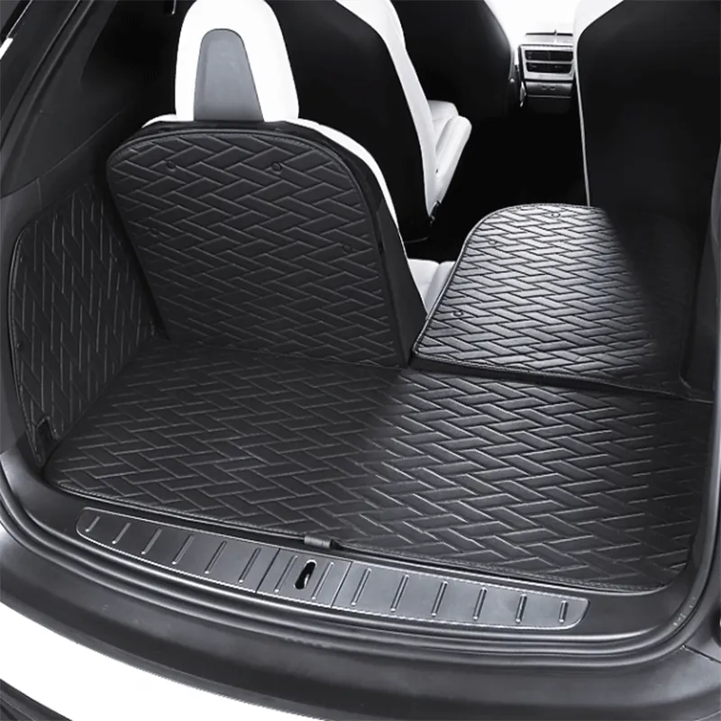 TAPTES® Leather Rear Trunk Mat for Model X 2016-2023, Premium Cargo Mat & Seat Back Protector