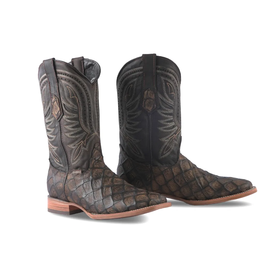 Texas Country Western Boot Pez Piraru Graso Camel Square Toe E688