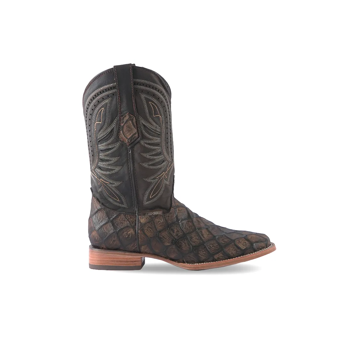 Texas Country Western Boot Pez Piraru Graso Camel Square Toe E688