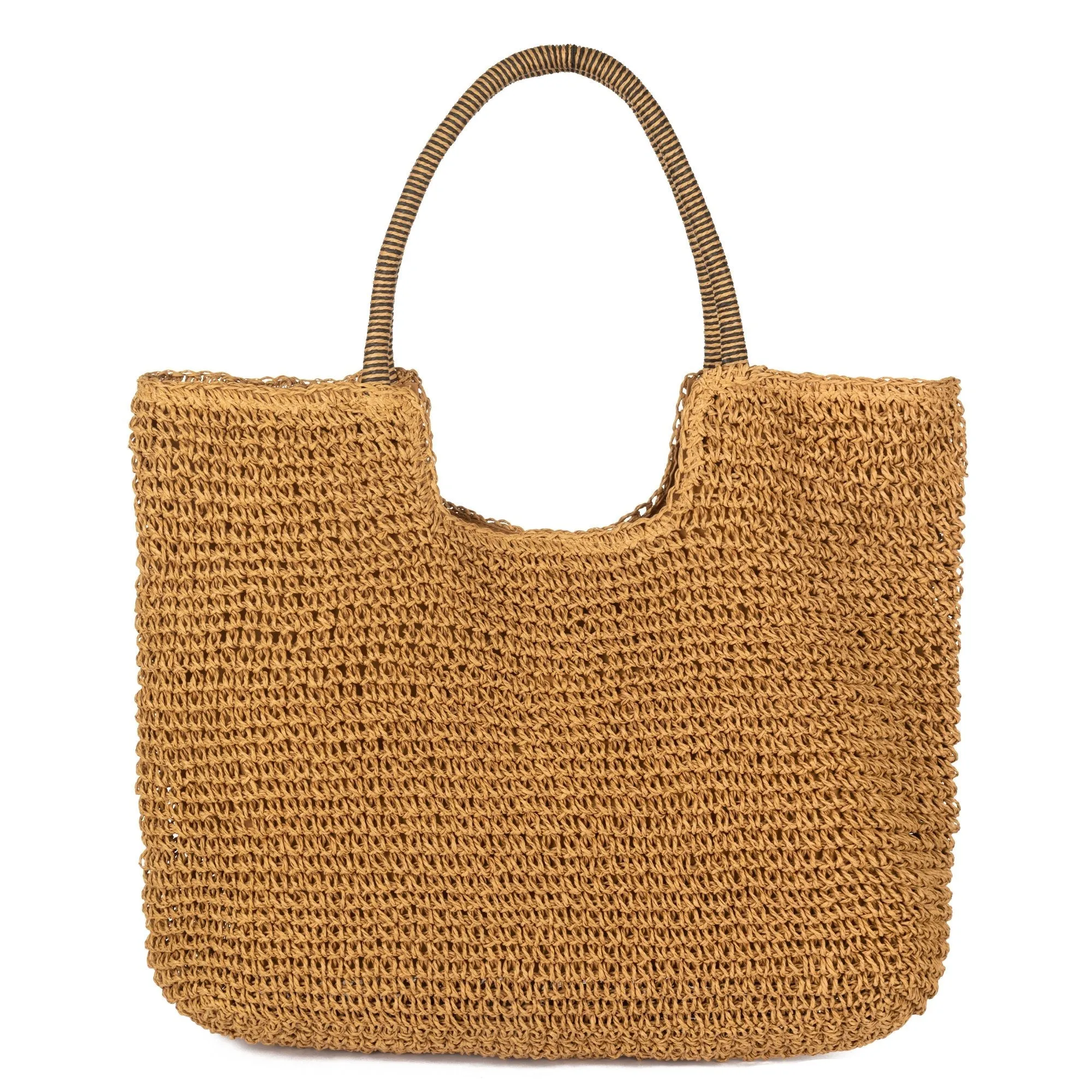 Tote With Straw Wrapped Handles & Polyester Lining (BSB3741)