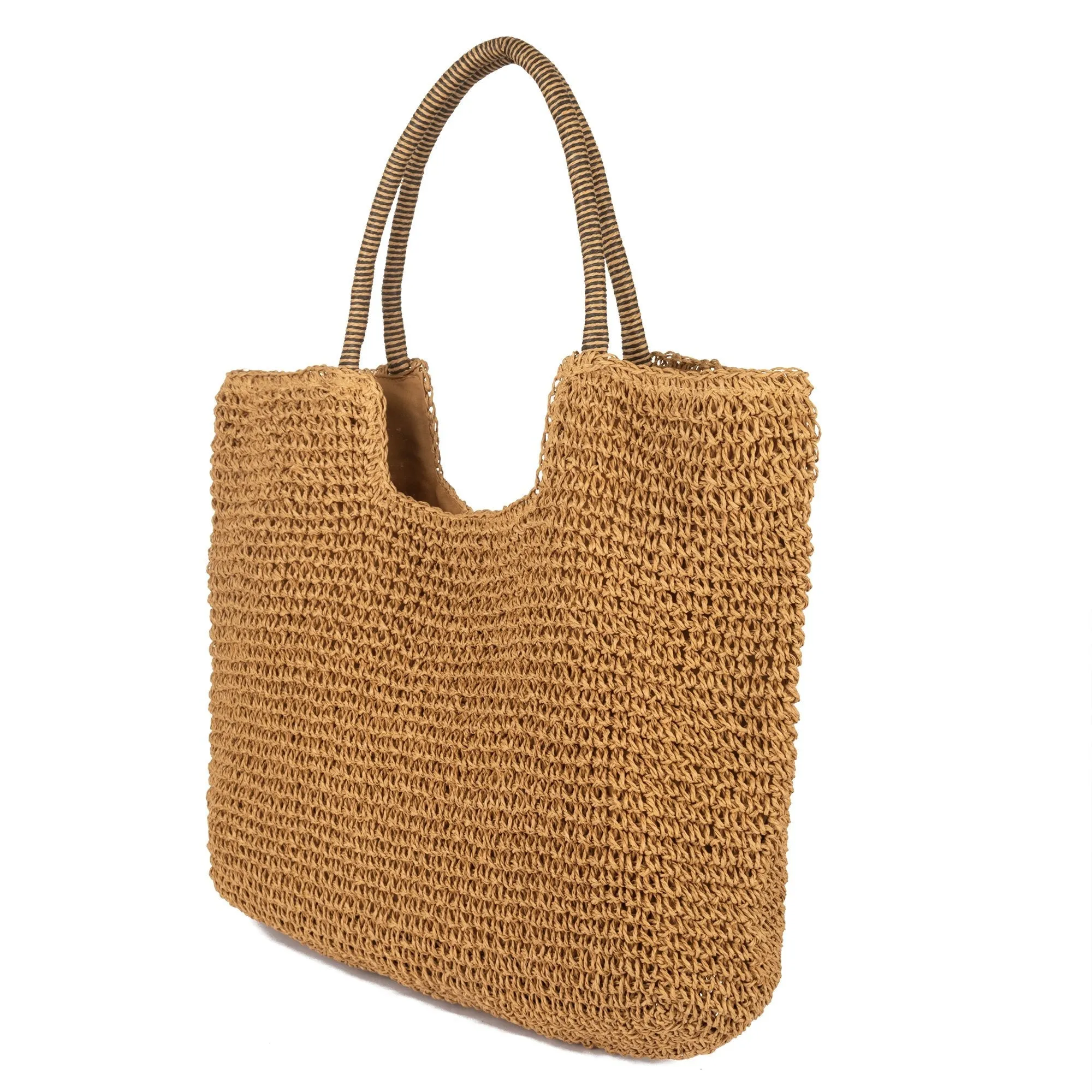 Tote With Straw Wrapped Handles & Polyester Lining (BSB3741)