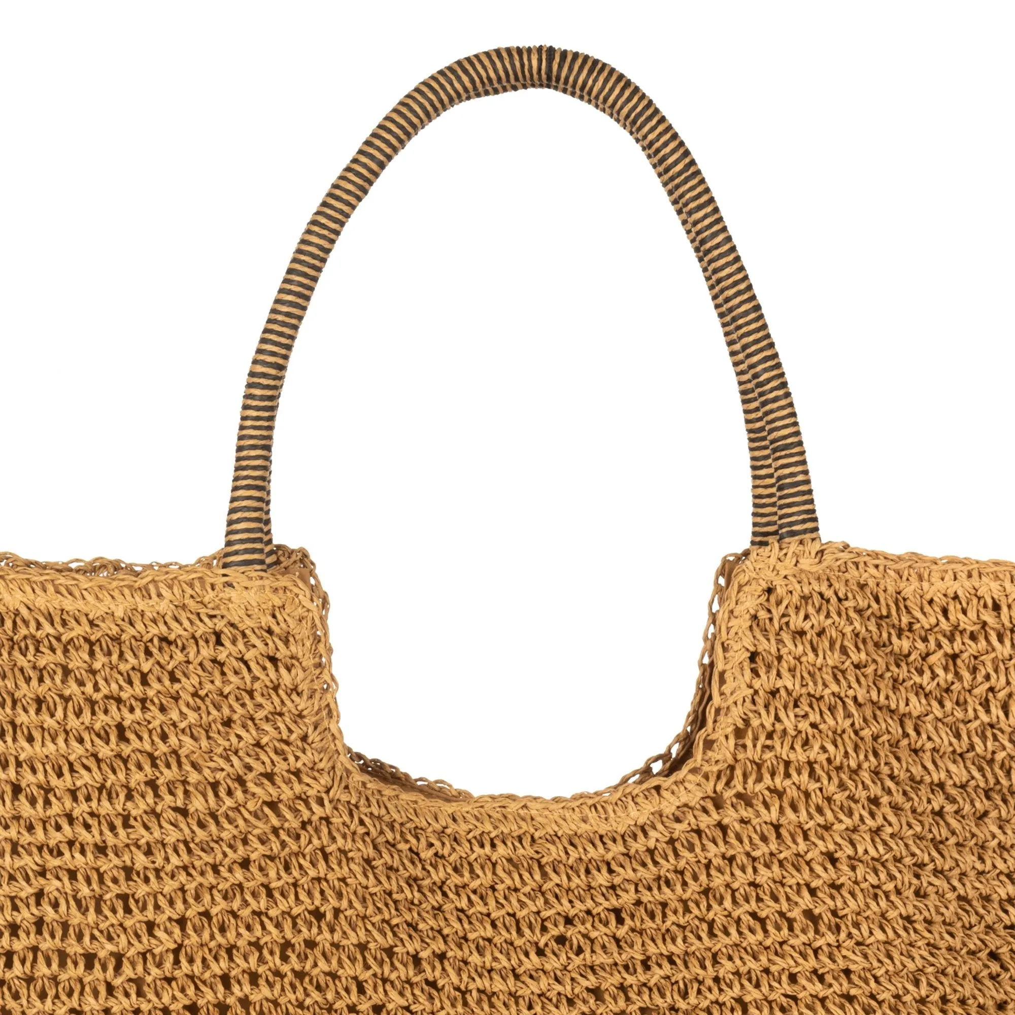 Tote With Straw Wrapped Handles & Polyester Lining (BSB3741)