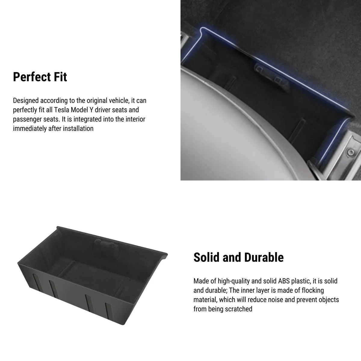 Under Front Seat Storage Box for Tesla Model Y